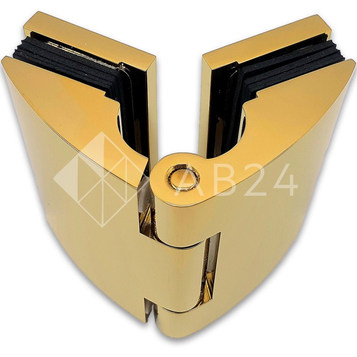 Петля Европа FDP-113 стекло-стекло 180° с крышками, латунь/золото