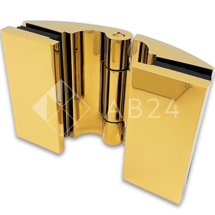 Петля Европа FDP-113 стекло-стекло 180° с крышками, латунь/золото