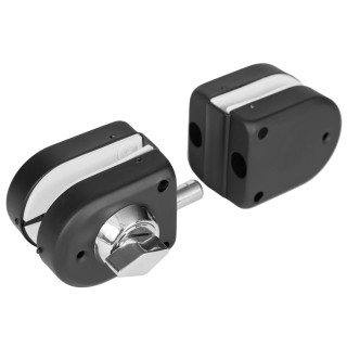 Замок FKZ-36 зажимной с круглым ригелем стекло-стекло ключ/защёлка, нержавейка/черный