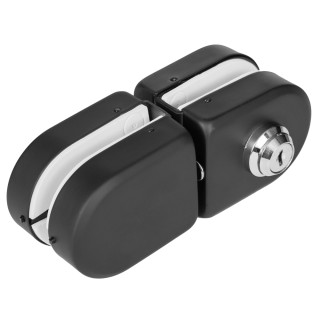 Замок FKZ-36 зажимной с круглым ригелем стекло-стекло ключ/защёлка, нержавейка/черный