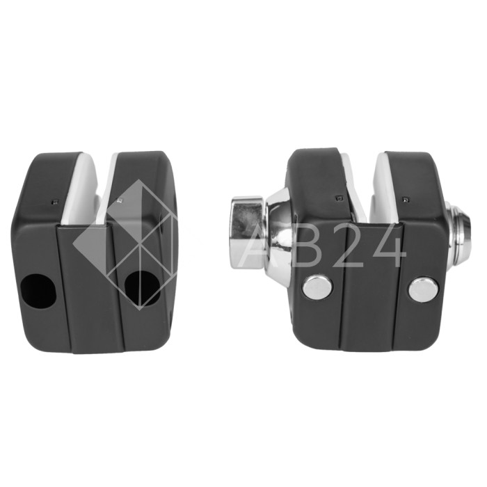 Замок FKZ-36 зажимной с круглым ригелем стекло-стекло ключ/защёлка, нержавейка/черный