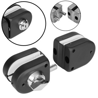 Замок FKZ-36 зажимной с круглым ригелем стекло-стекло ключ/защёлка, нержавейка/черный