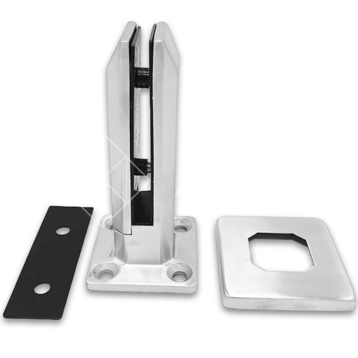 Стойка FOS-05 для стекла напольная 90х190 мм со сверление, нержавейка/матовый