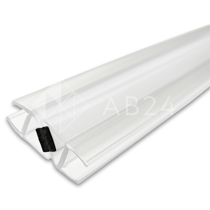 Уплотнитель узкопрофильный FDPP-812.8-DEF с дефектом ПРЕМИУМ магнитный 90°, 180° длина 2.5 м под стекло 8 мм, ПВХ/прозрачный с белым магнитом