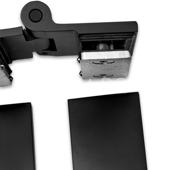 Петля Рея FDP-222 стекло-стекло 180° с крышками, латунь/черный