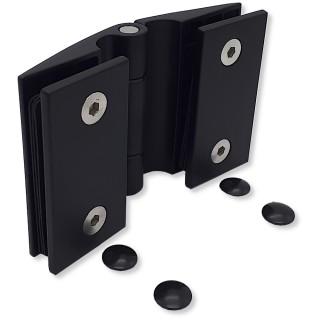 Петля Европа FDP-115 стекло-стекло 180° без крышек, нержавейка/черный