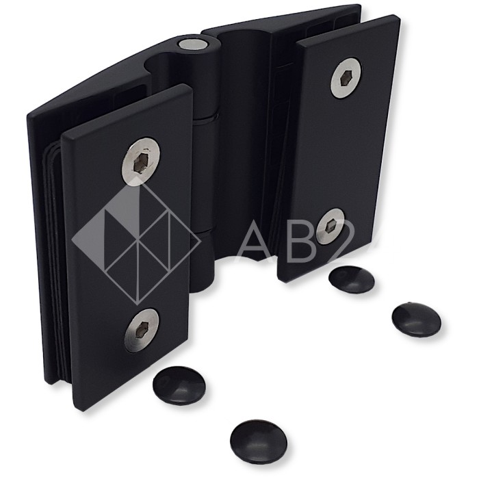 Петля Европа FDP-115 стекло-стекло 180° без крышек, нержавейка/черный