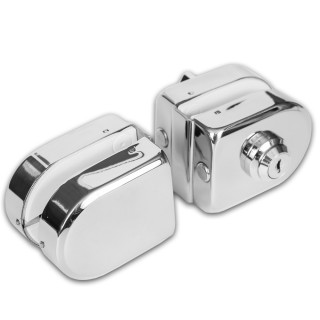 Замок FKZ-36 зажимной с круглым ригелем стекло-стекло ключ/защёлка, нержавейка/полированный