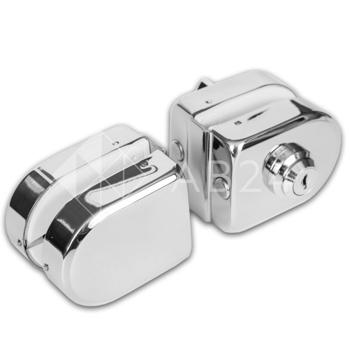 Замок FKZ-36 зажимной с круглым ригелем стекло-стекло ключ/защёлка, нержавейка/полированный