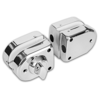 Замок FKZ-36 зажимной с круглым ригелем стекло-стекло ключ/защёлка, нержавейка/полированный