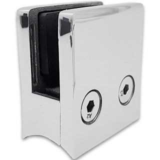 Крепление стекла FKK-81, 45х45х26 к круглой трубе Ø38 литое, нержавейка/полированный