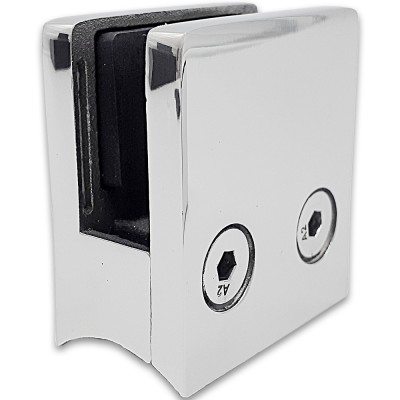 Крепление стекла FKK-81, 45х45х26 к круглой трубе Ø38 литое, нержавейка/полированный