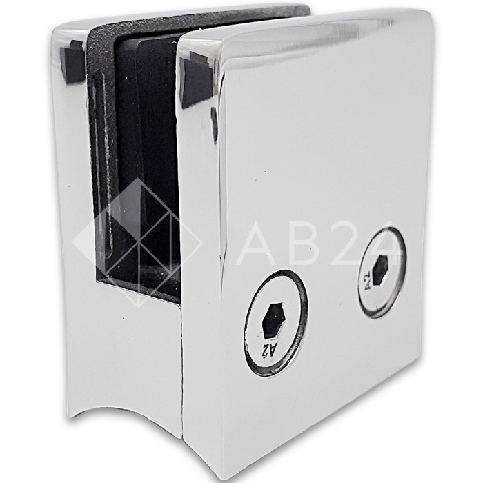 Крепление стекла FKK-81, 45х45х26 к круглой трубе Ø38 литое, нержавейка/полированный