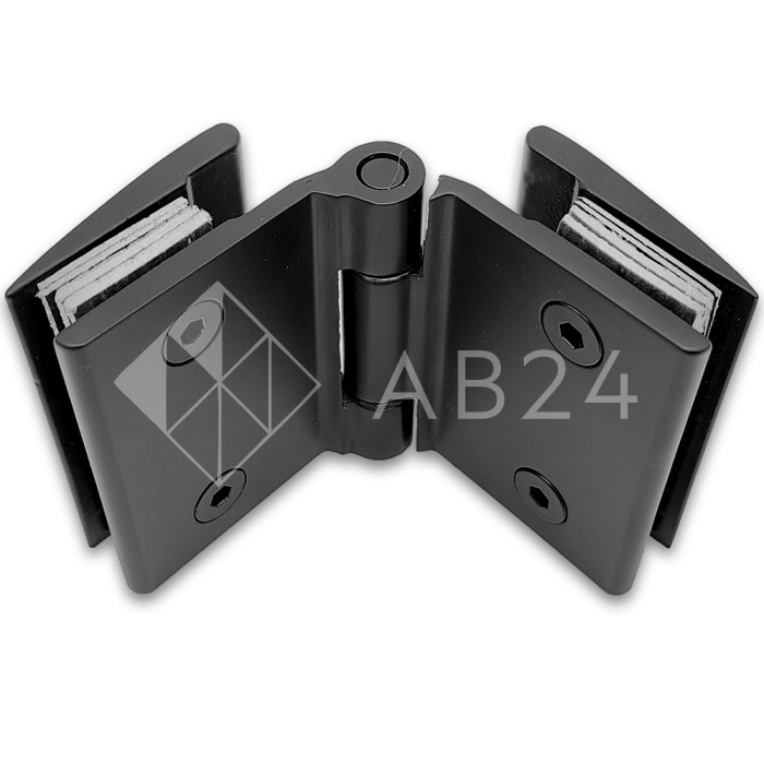 Петля Европа FDP-117 с обратной осью стекло-стекло 180° без крышек, нержавейка/черный