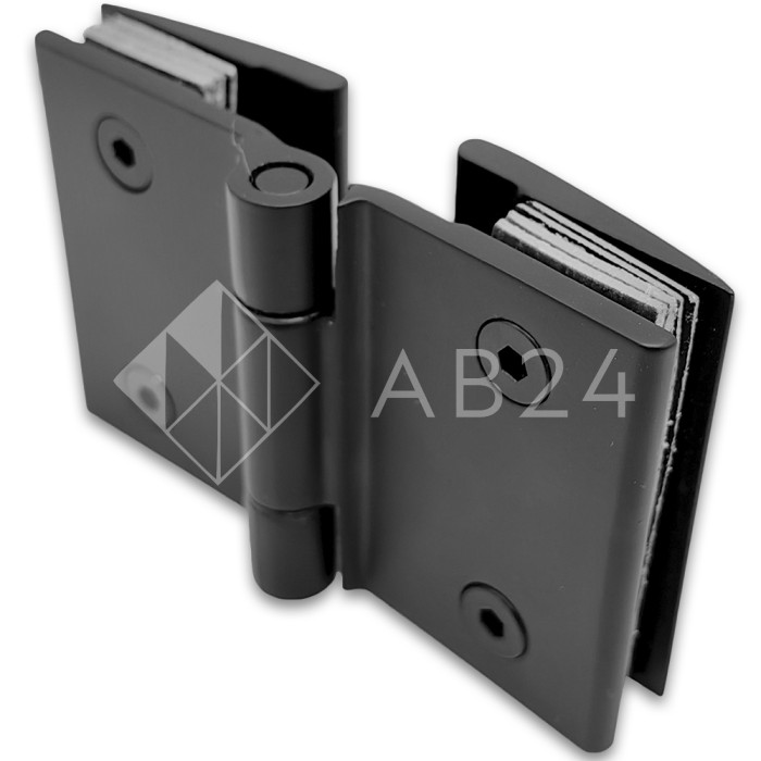 Петля Европа FDP-117 с обратной осью стекло-стекло 180° без крышек, нержавейка/черный