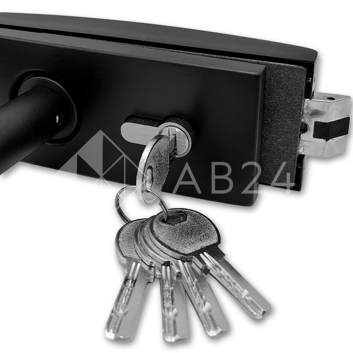 Замок FMZ-35-DEF с дефектом для межкомнатной двери из стекла ключ/защелка, алюминий/черный