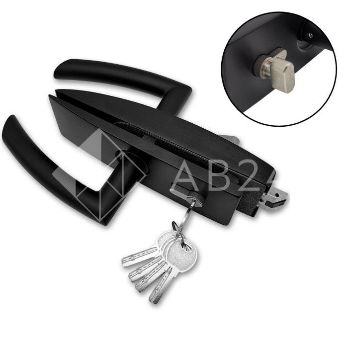 Замок FMZ-35-DEF с дефектом для межкомнатной двери из стекла ключ/защелка, алюминий/черный